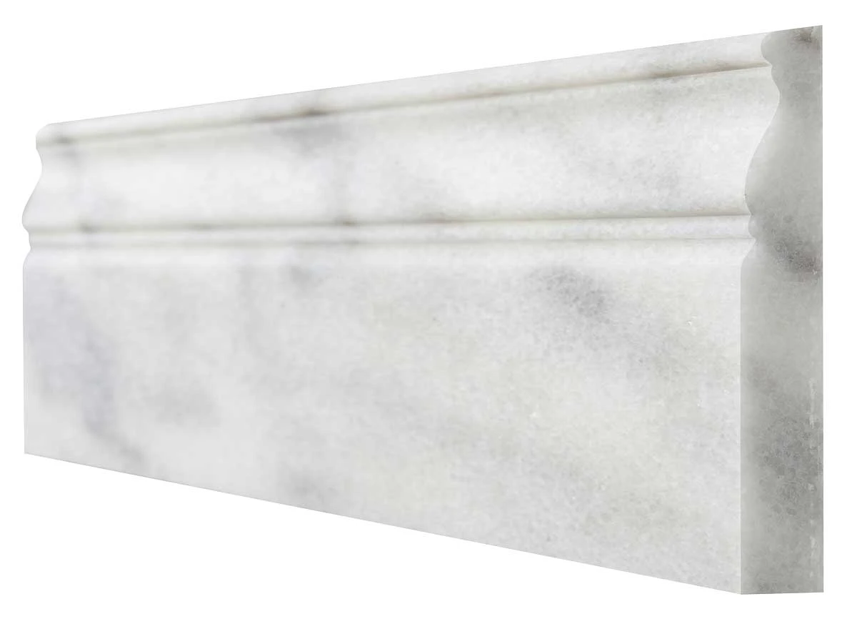 Profiled marble skirting with a moulded top edge