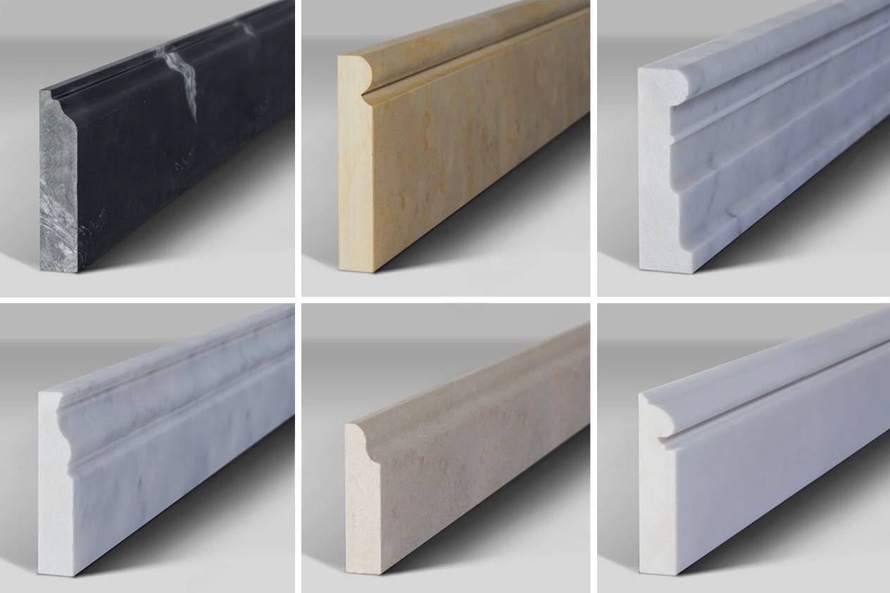 CNC-machined marble skirting profile