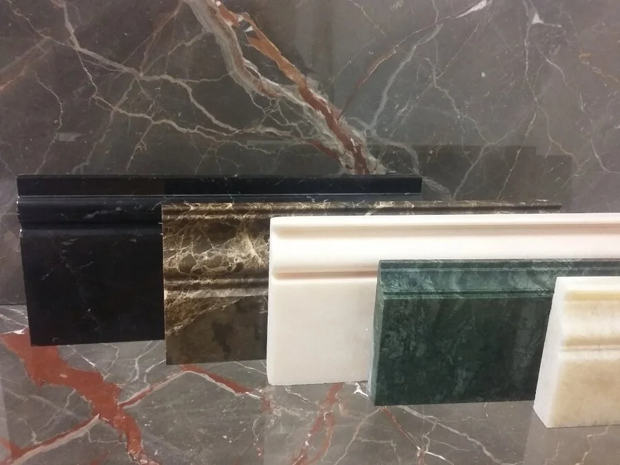 Marble skirting in different colours and profiles