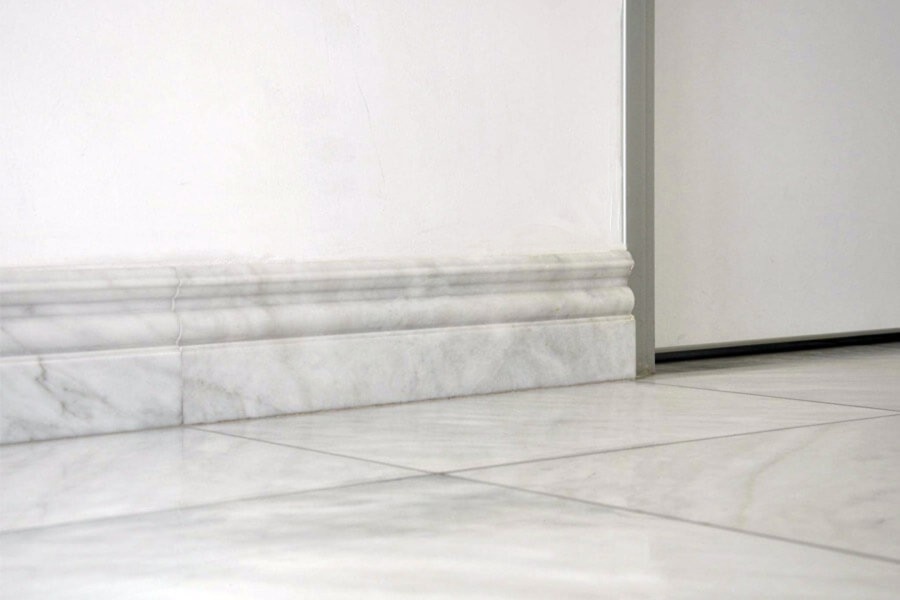 Marble floor skirting at the wall and floor junction