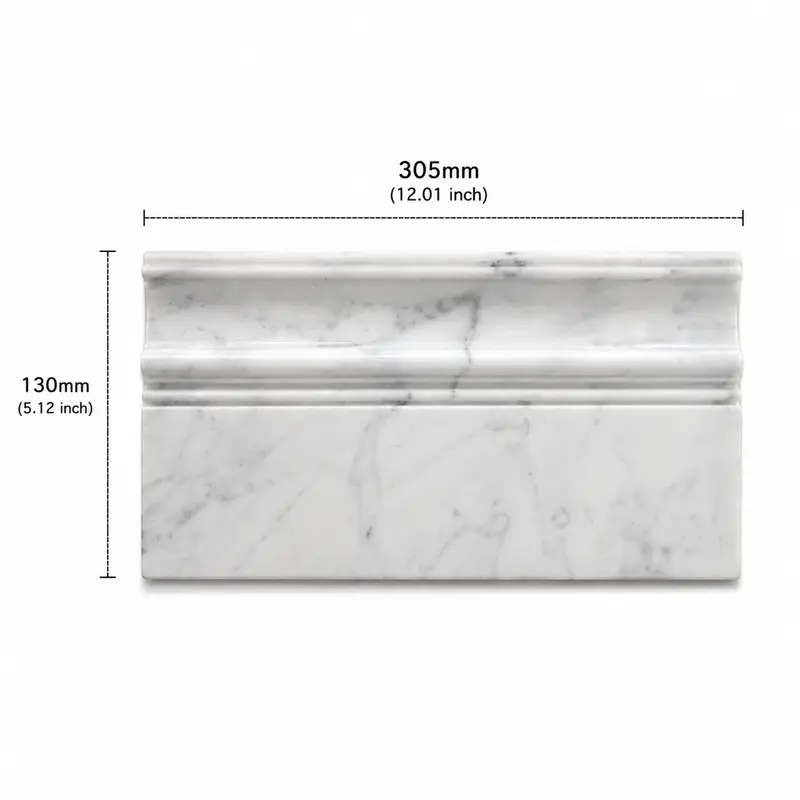 Marble skirting cut from the same marble as the floor